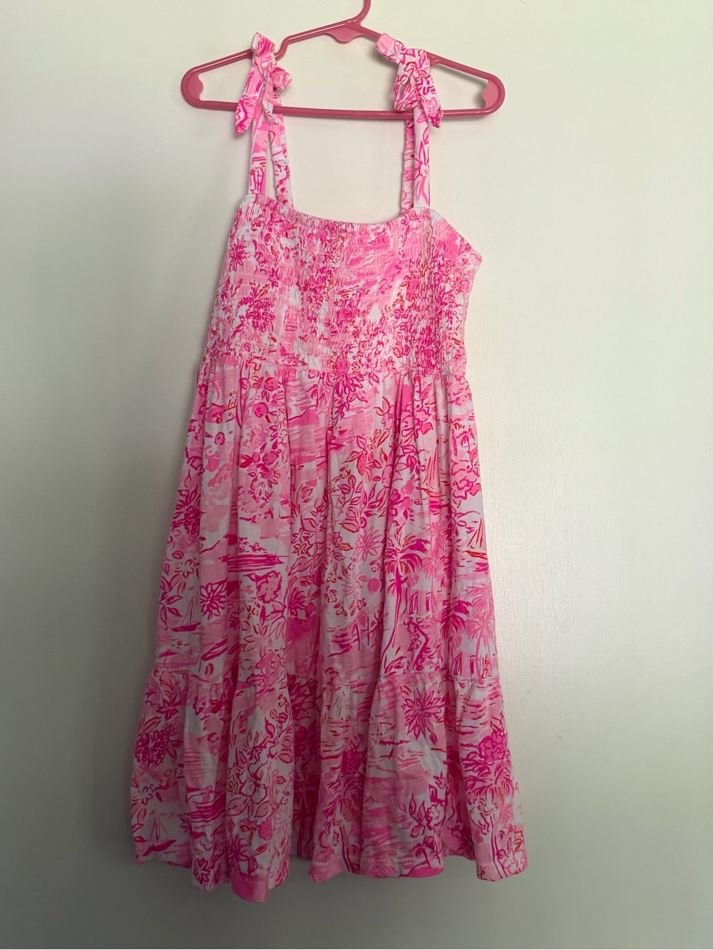 Lilly Pulitzer Pink & White Floral Tie-Shoulder Sundress